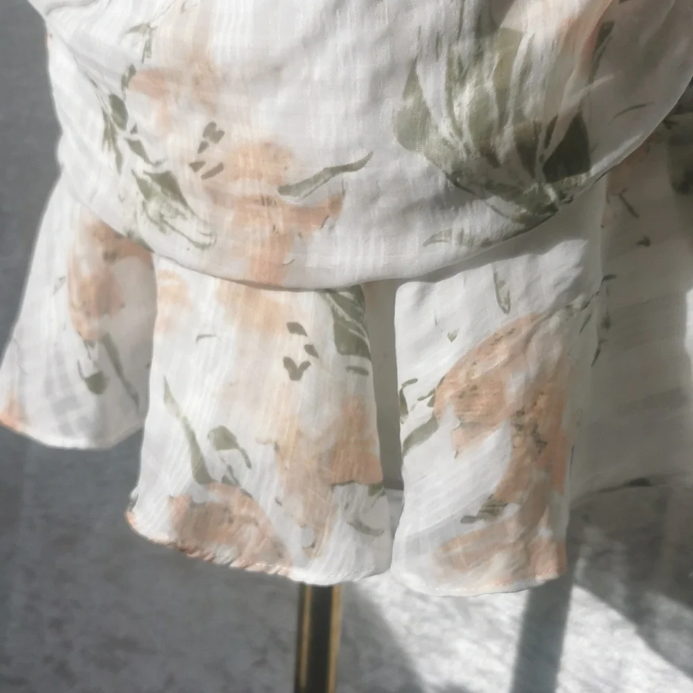 Chicways Off The Shoulder Floral Ruffle Mini Dress Size medium - Picture 3 of 7